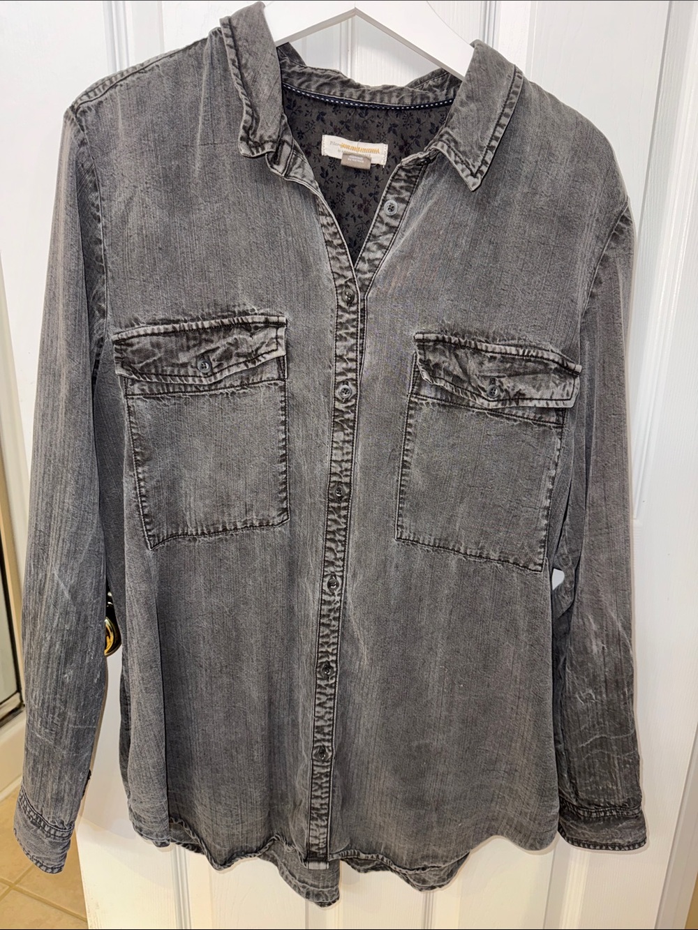 Anthropologie Pilcro Washed Gray Button-Down Shirt